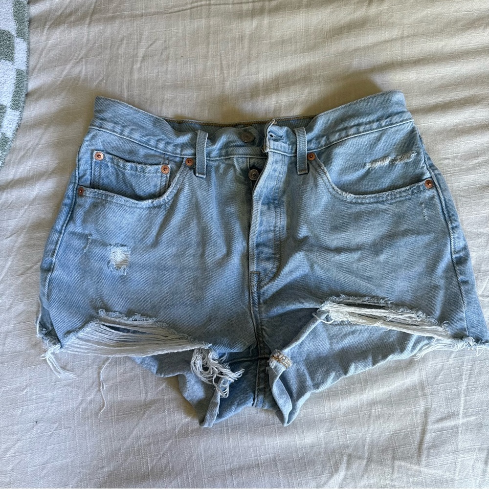 Signature by Levi Strauss Light Blue Distressed Jean Shorts